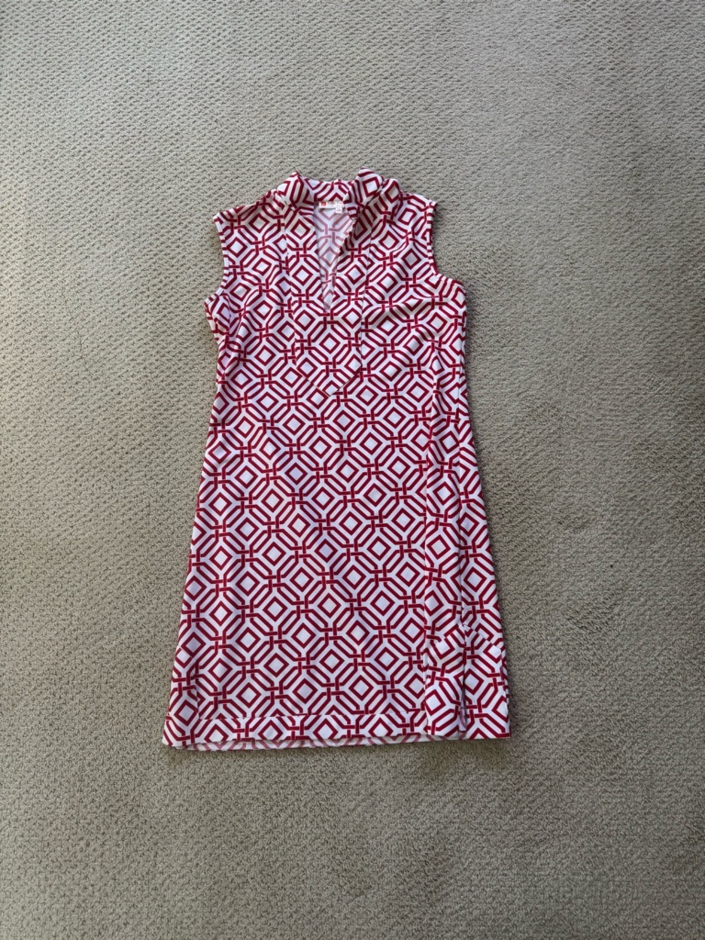 Jude Connally Red and White Geometric Mini Dress